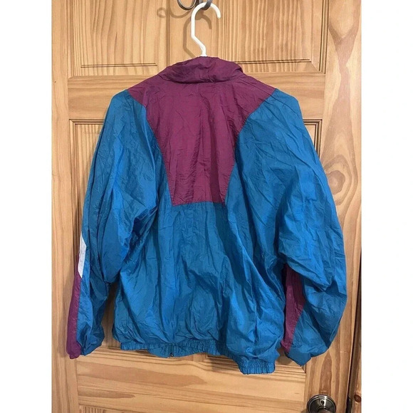 Vintage Bold Spirit Windbreaker Track Jacket Womens Large Colorblock Nylon 90s - Picture 3 of 3